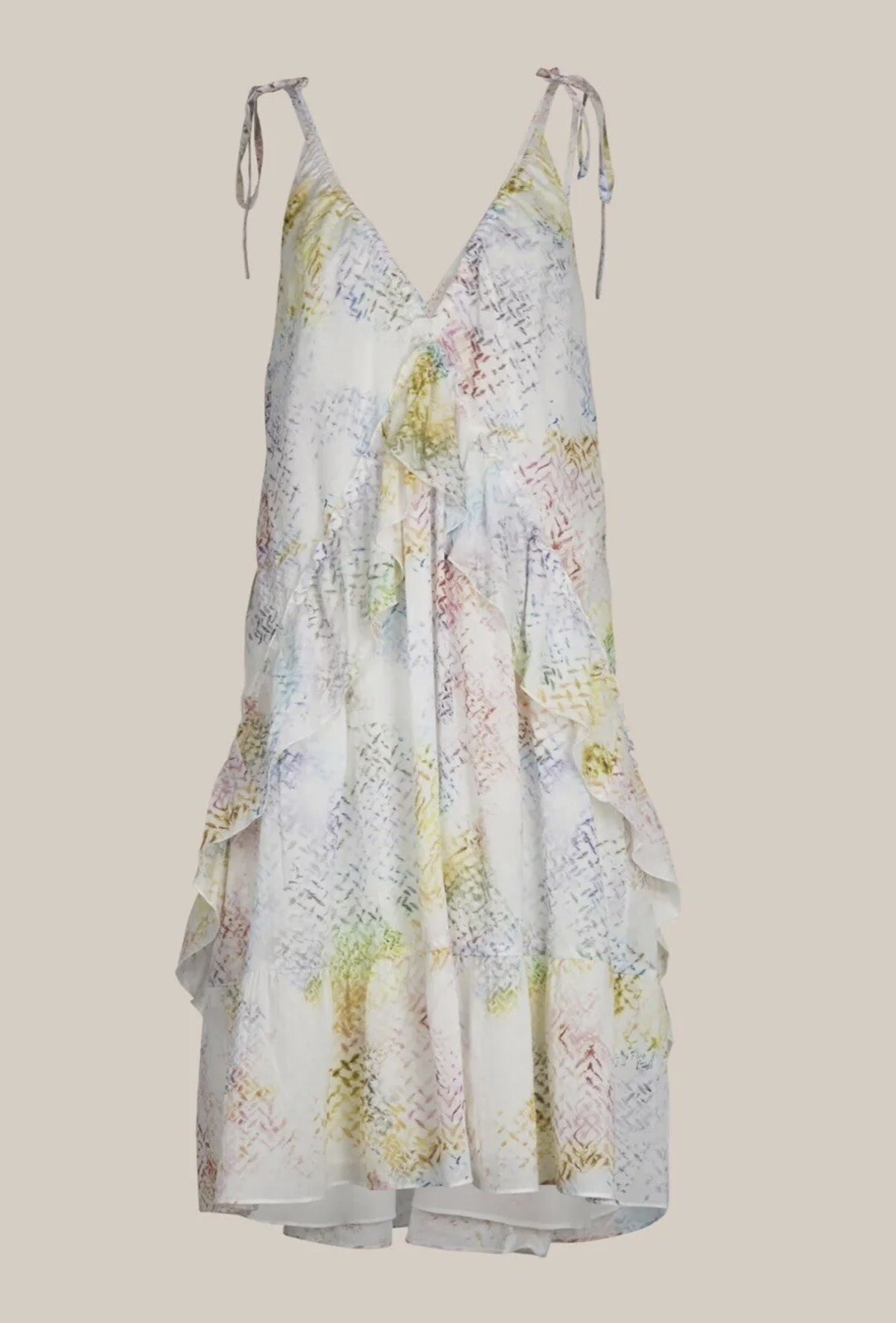 Lala Berlin Dress Djamila Rainbow Kufiya Ruffle 100% Cotton Layered Sundress XS