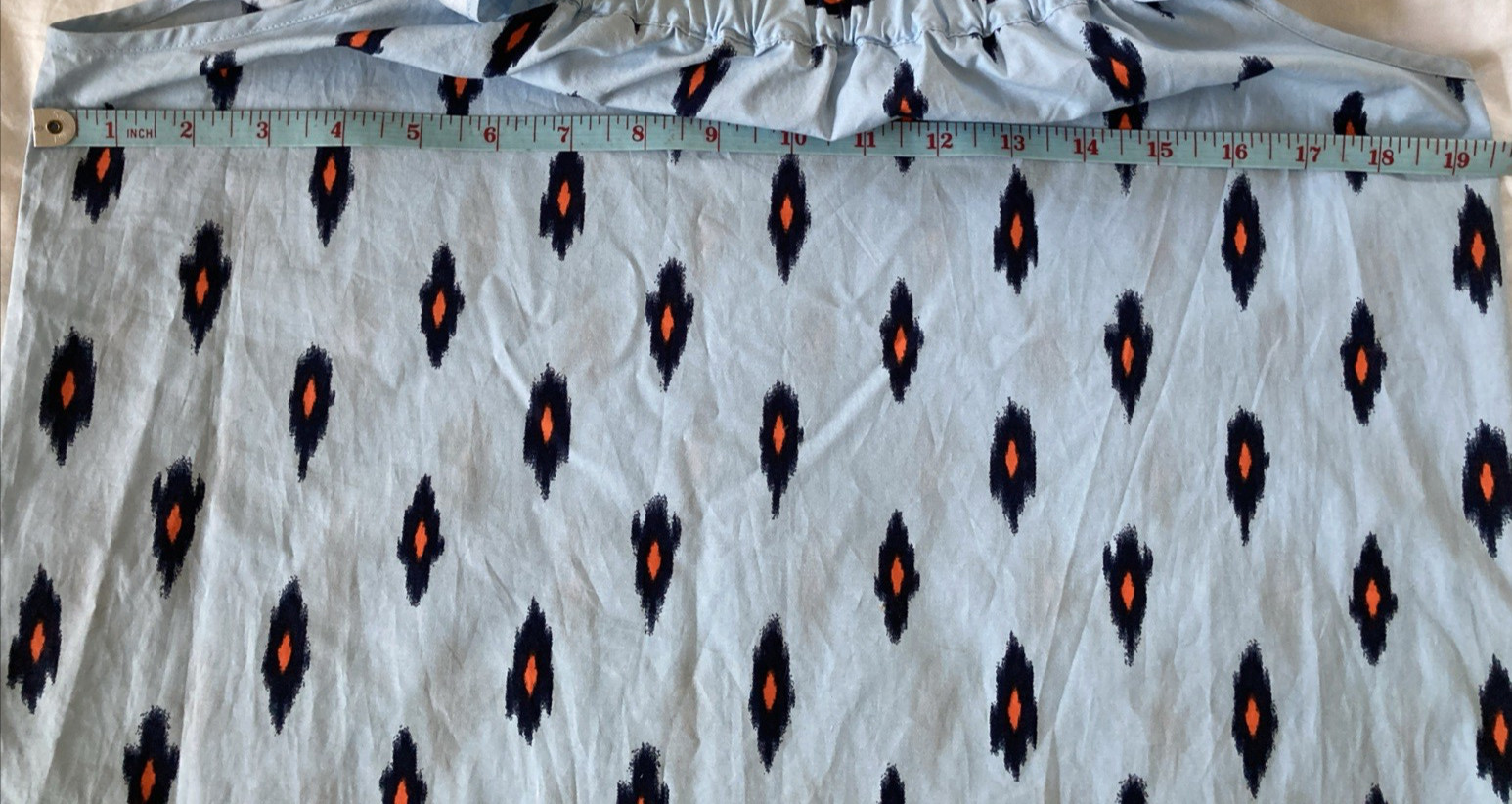 J Crew IKat Off Shoulder Shift Mini Dress Blue/ Orange Cotton Size S
