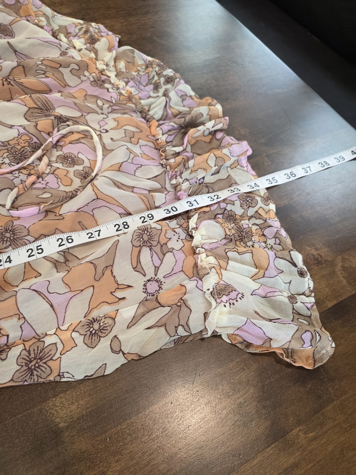 For Love & Lemons Pink Neutral Floral Sheer Mini Drawstring Waist Dress Large
