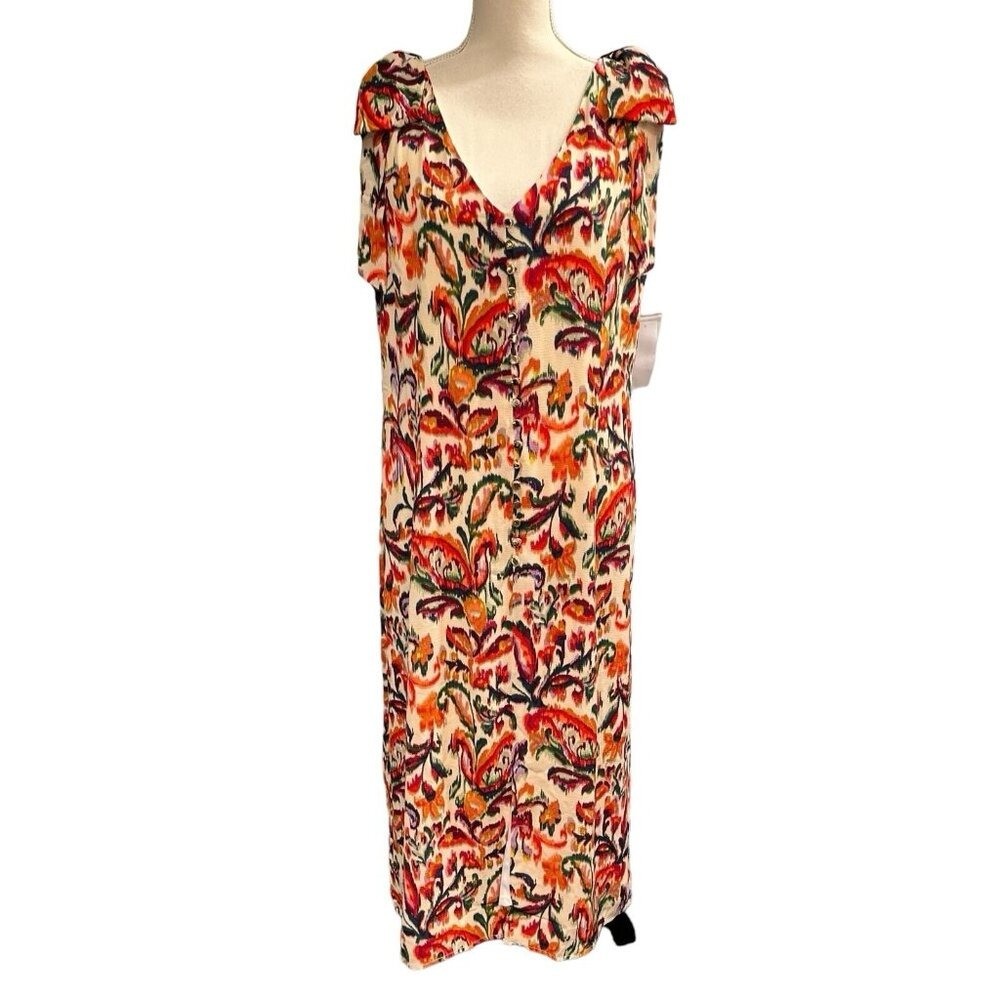 Maia Maxi Dress Colorful Floral Tropical Chiffon Size 16 Vacation Resort Event