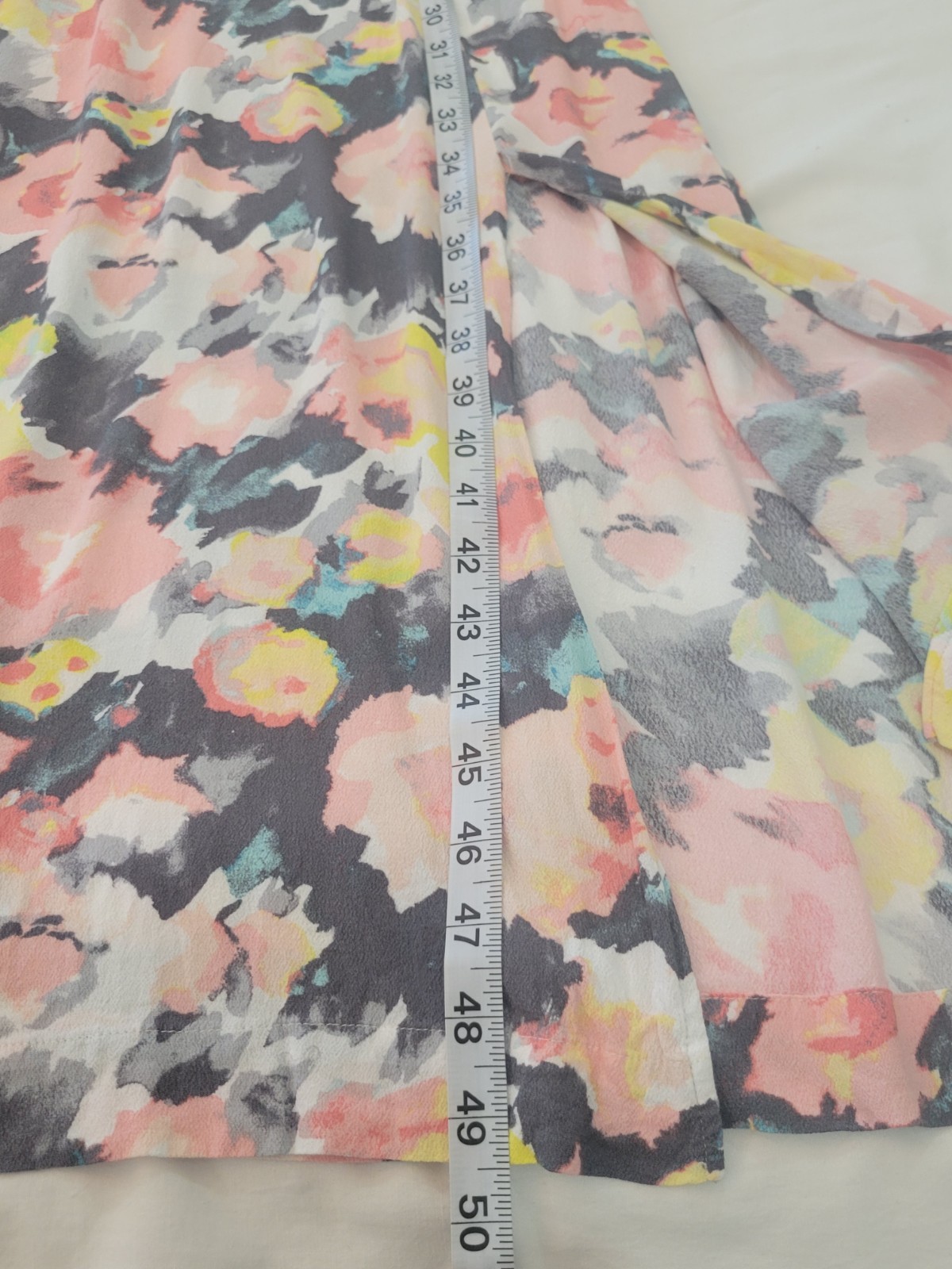 Gray Pink Floral Midi Dress Sleeveless Empire Waist Slit Lined Loft 8