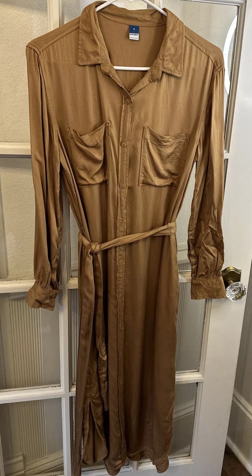 Old Navy Shirt Dress Midi Womens Large Gold