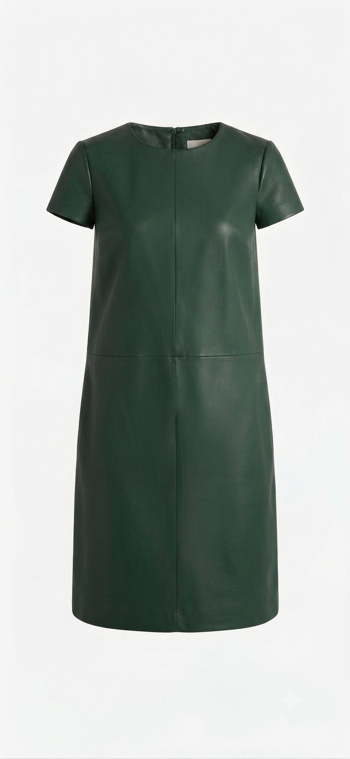 ANN TAYLOR Women’s Teal Green Faux Leather Capsleeve Dress sz 8 (A2-021)