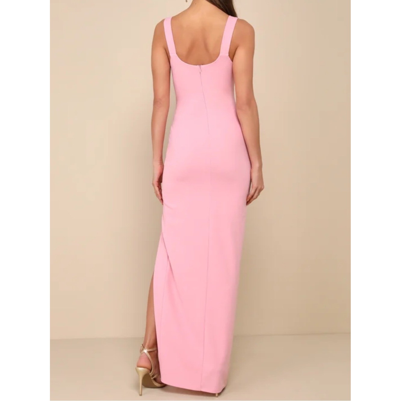 Adorable Allure (without Pink Rosette) Square Neck Sleeveless Maxi Dress
