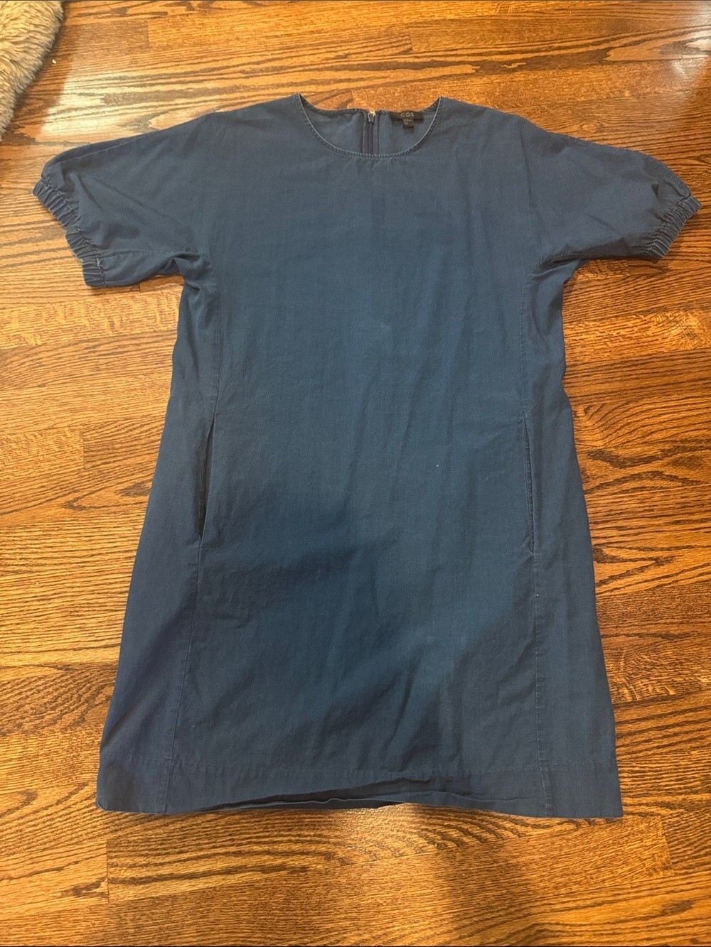 COS 100% Cotton Denim Dress with Short Puff Sleeves on Size 38/Medium