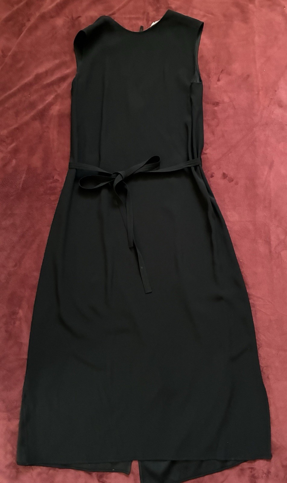 Helmut Lang Black Midi Wrap Dress Side Slits Sleeveless XS