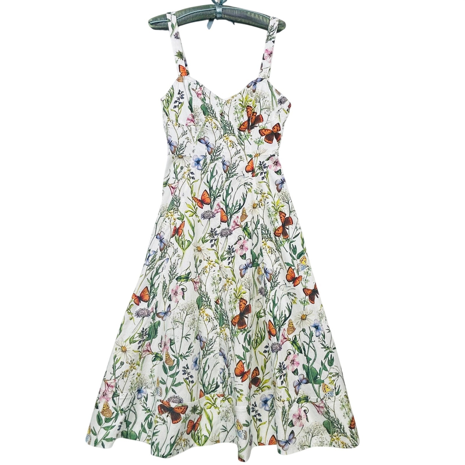 Avec Les Filles Floral Butterfly Dress 4 Fit & Flare Botanical Garden Whimsical