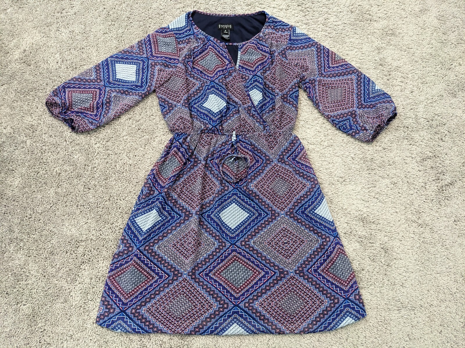 ENFOCUS STUDIO Kimono Dress Womens Size 8 Paisley Geometric A Line
