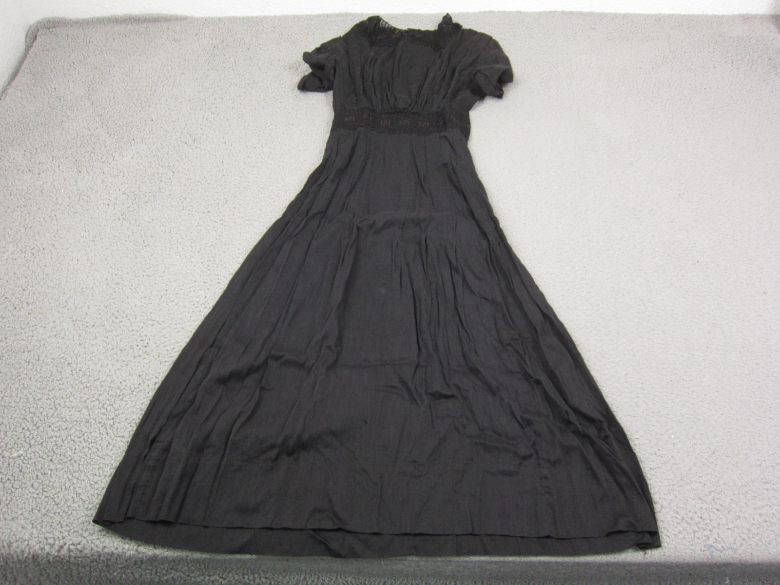 True Vintage Voil Dress Womens Extra Small XS Black Gown Lace Midi 1900s