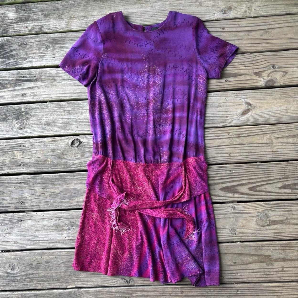 VTG Carole Little Women’s Purple/Pink Shift Dress Round Neck Short Sleeve 12