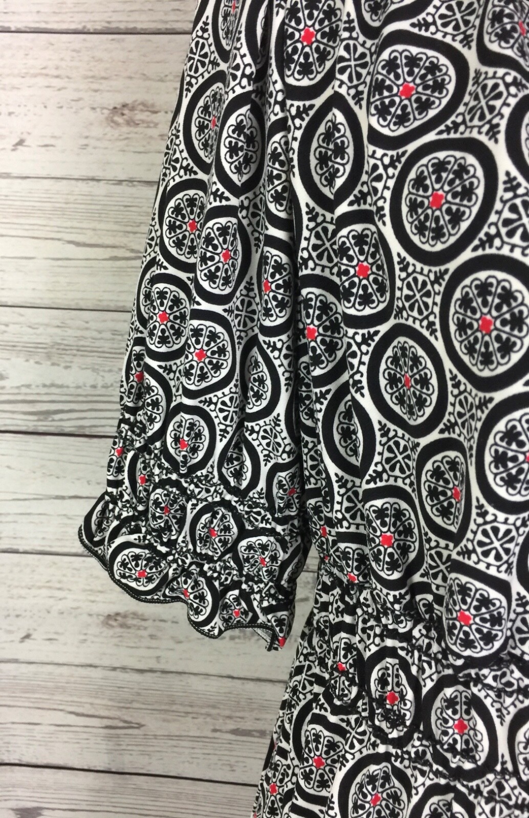 Max Edition Multicolor Geo Print Short Sleeve Surplice Blouson Dress Size M