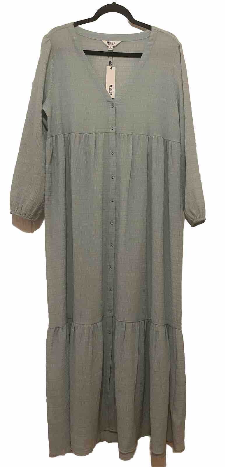 BB DAKOTA X STEVE MADDEN Women’s Long Sleeve Gauze Dress In Sea Mist Romance Lg