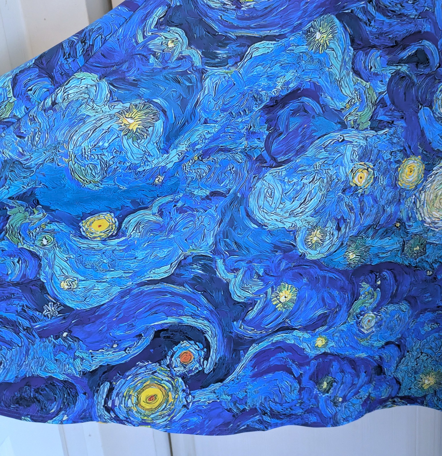Elhoffer Essential Knee Length Dress Starry Painting Size S Blue Van Gogh Print