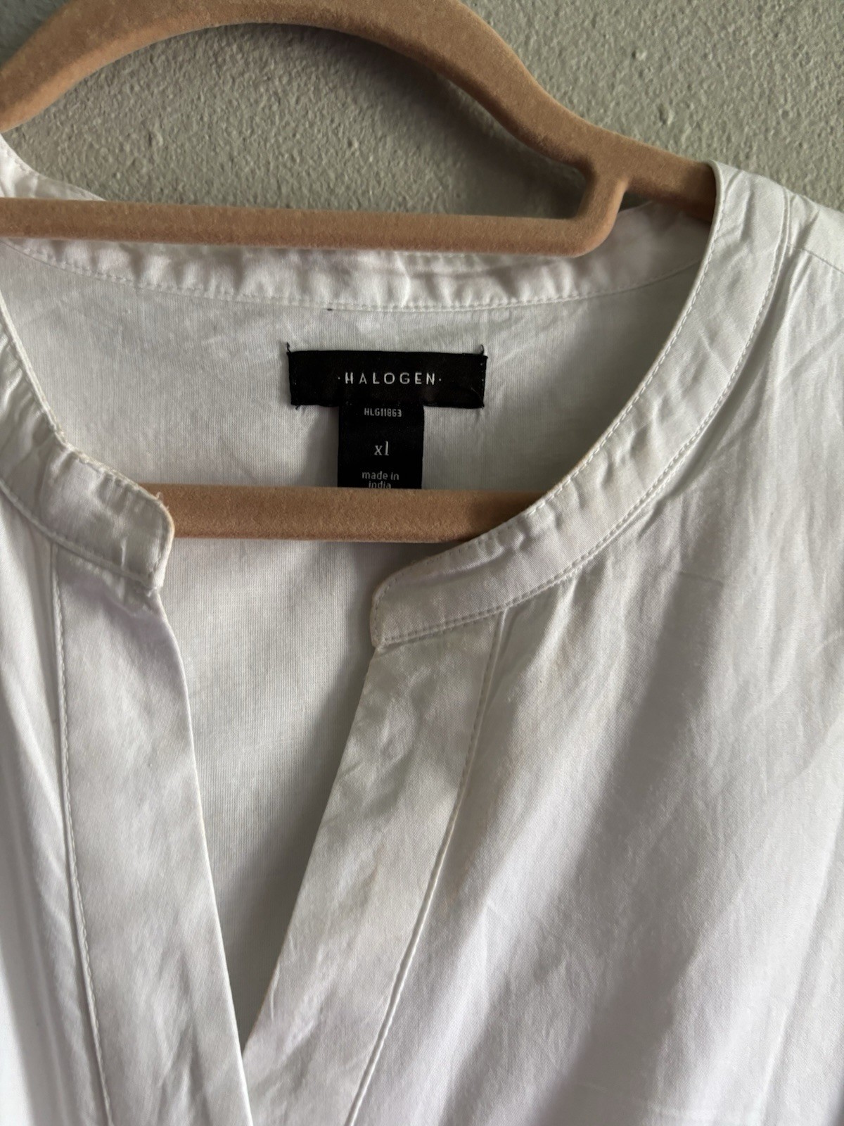 Halogen white cotton Button Up Midi dress xl, Ties And Pockets.