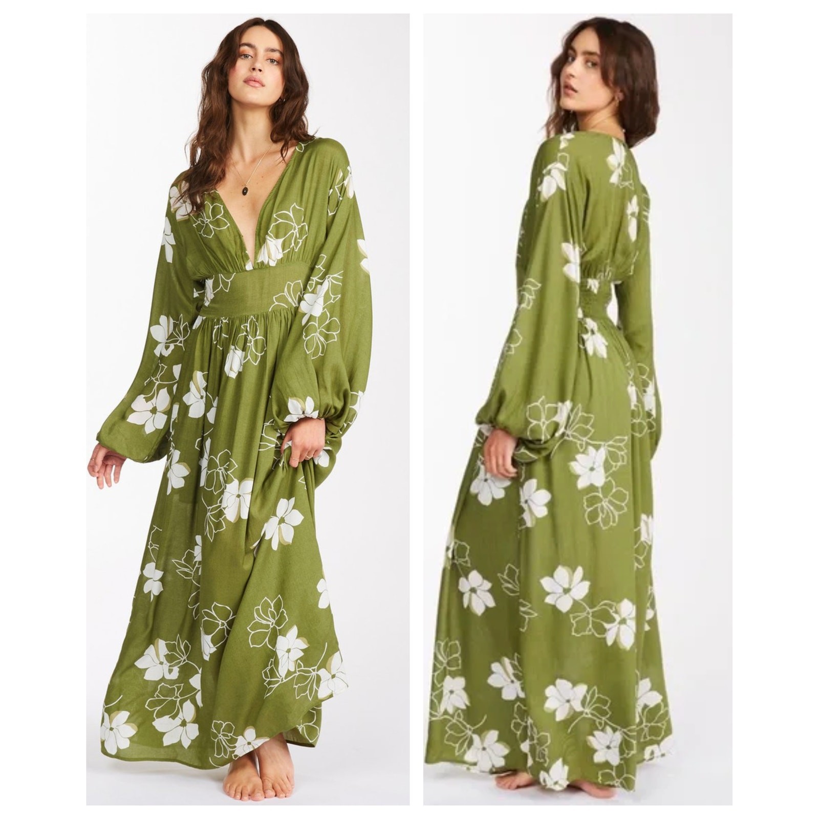 BILLABONG Night Bloom Floral Long Sleeve Maxi Dress Size XS