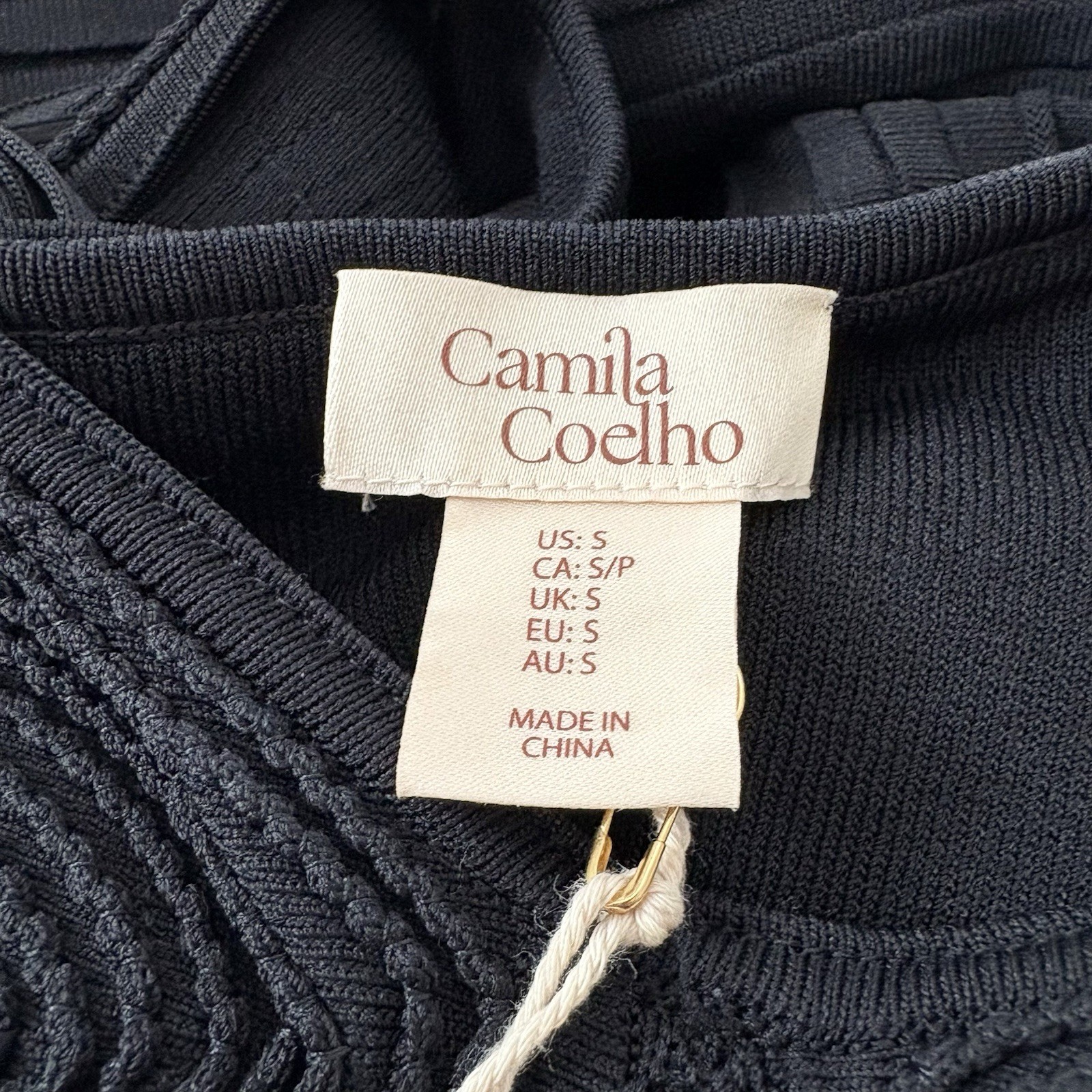 Camila Coelho S Black Embroidered knit combination Sleeveless Fitt &flare Maxi