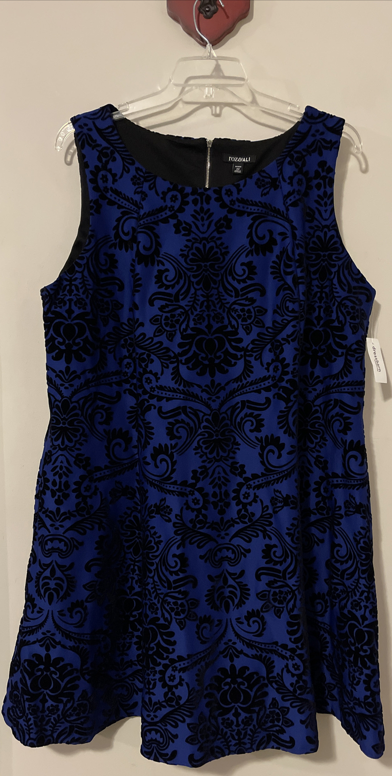 Roz Ali Womens Size 22 Indigo Knee Length Flare Sleeveless Dress NWT! M1190