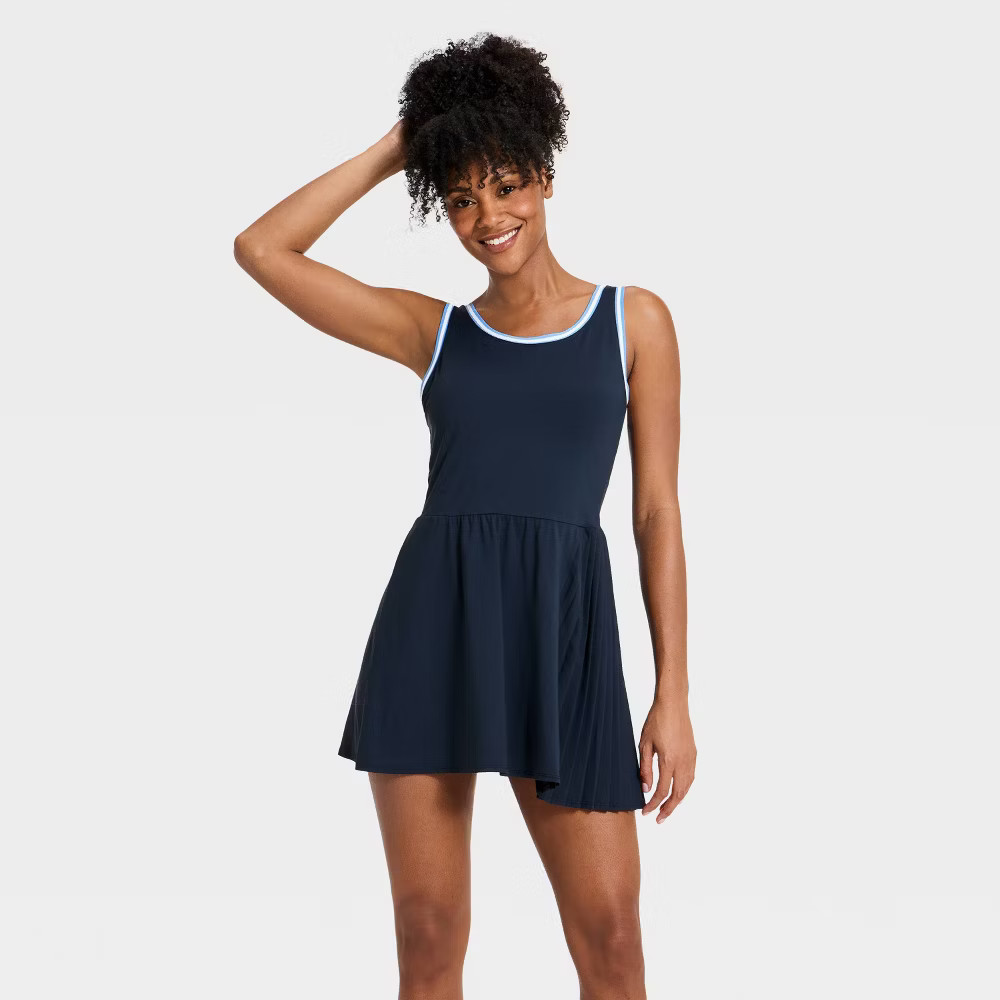 Women Pleated Active Dress – All In Motion Navy Blue XS
