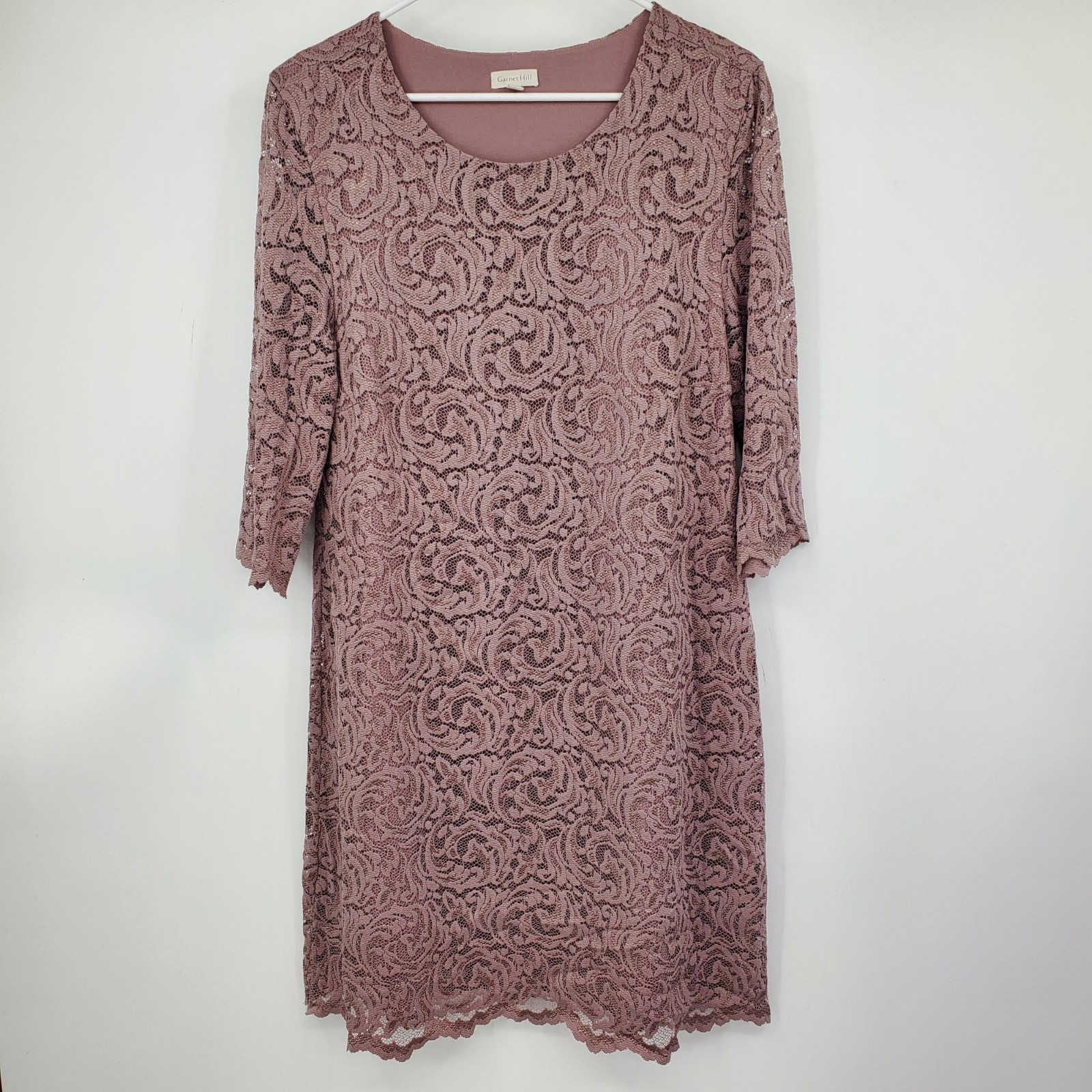 Garnet Hill Scoop Neck Purple Lace Women’s Sheath Relaced A Line Dress Size 16
