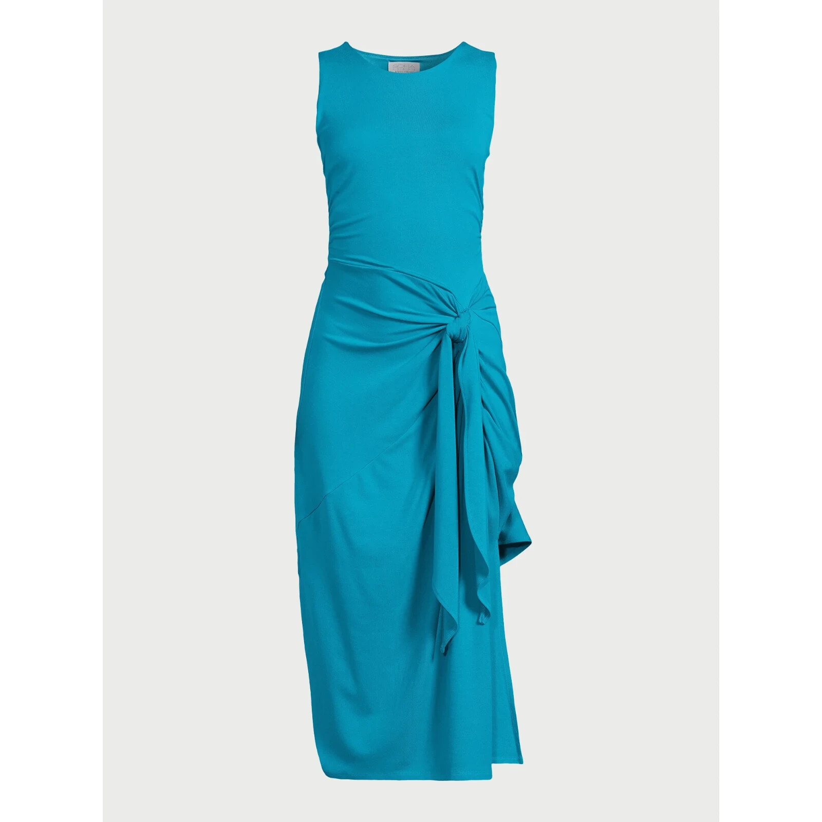 Sofia Jeans Side Tie Tank Dress with Rouching Women’s Medium Blue Viscose Solid