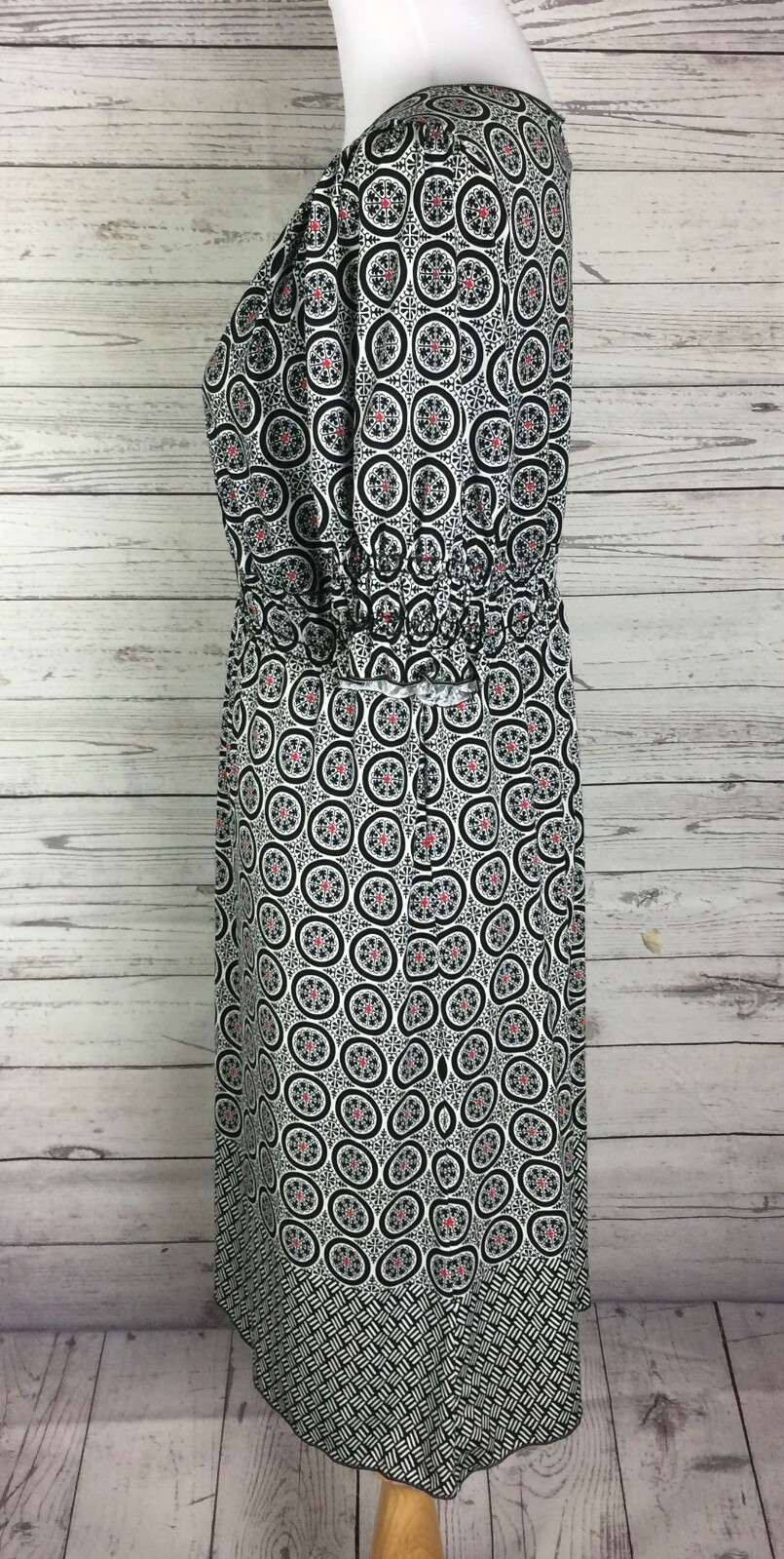 Max Edition Multicolor Geo Print Short Sleeve Surplice Blouson Dress Size M