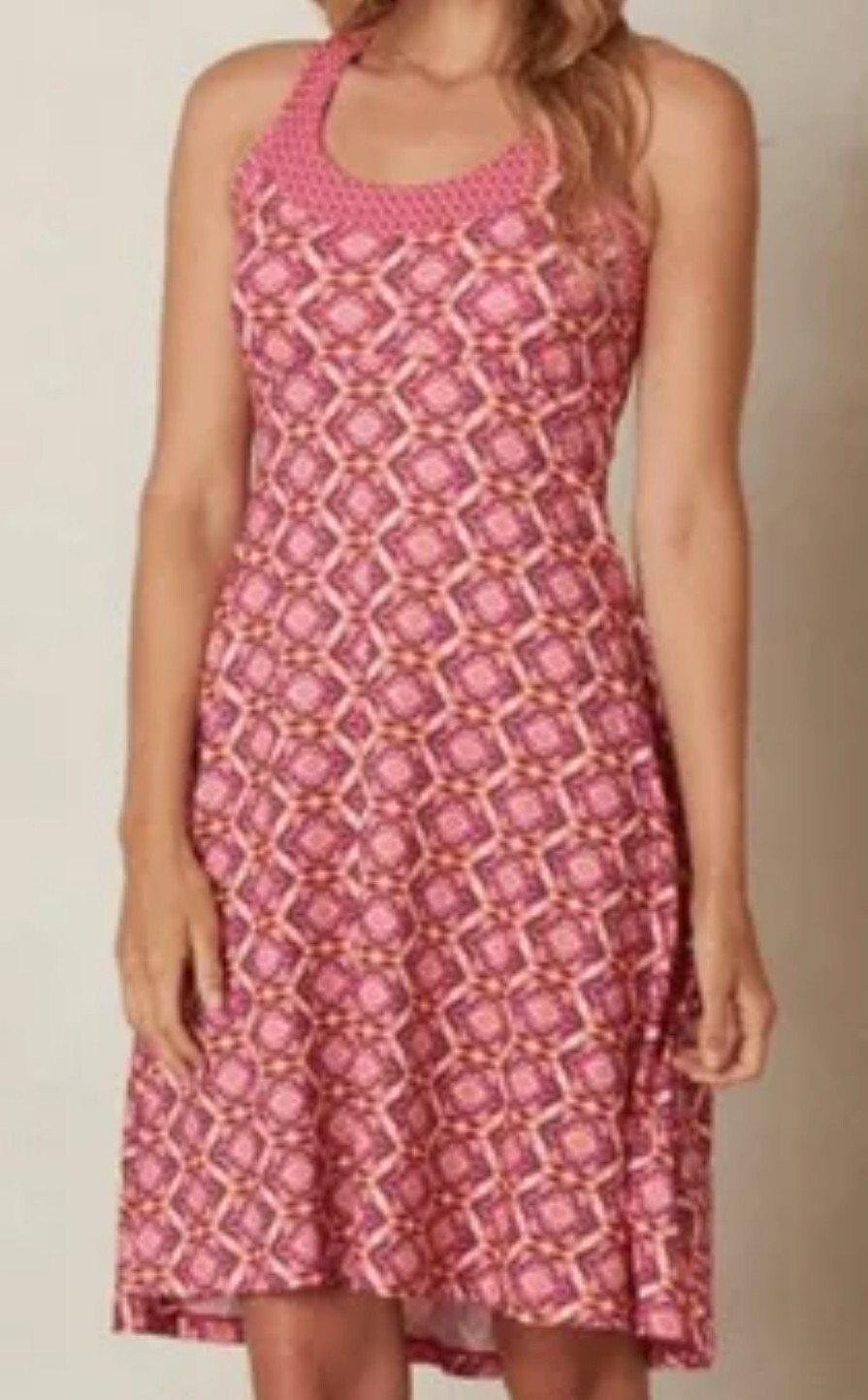 Prana Cali Dress in Azalea Guava Printed Padded Sporty Women’s Sun Dress sz M