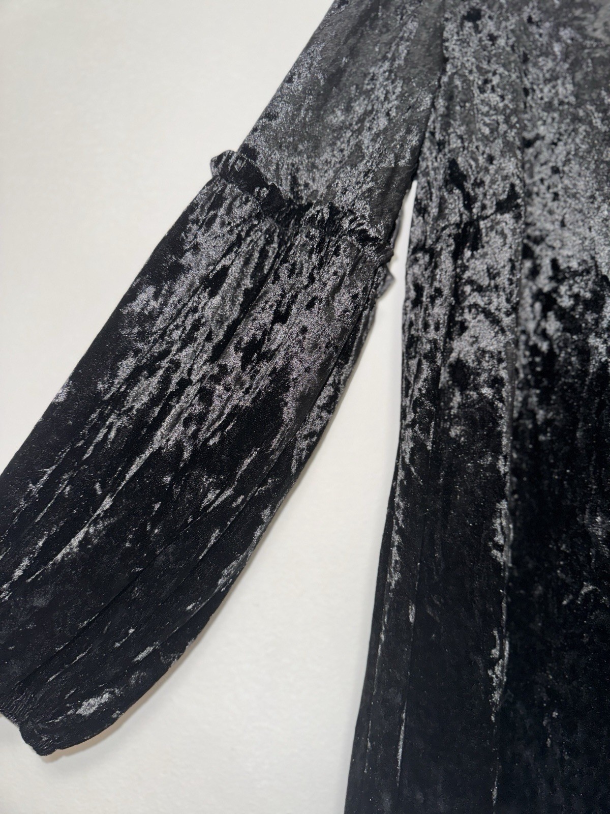 Over Size autumn & winter solid color velvet slim long sleeve black Dress (L/XL)