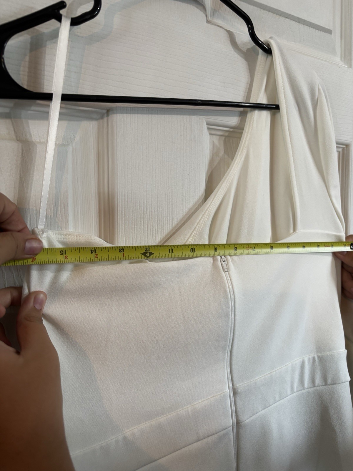 White Solid Cowl Neck Long Sleeve Long Dress Zip Closure Regular Size Type