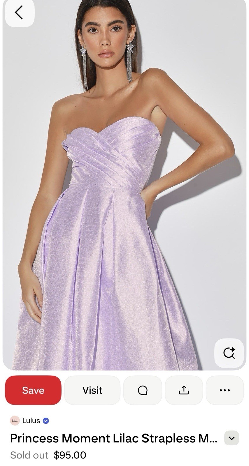 Lulus Princess Moment Lilac Satin Strapless Maxi Dress Sweetheart Slit S