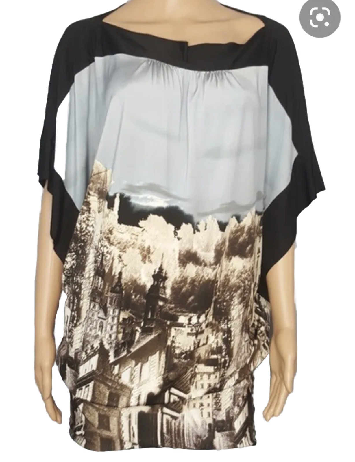 BCBGMAXAZRIA Cityscapes Tunic Original Price $148 Color GRNOCHRECO Size XS