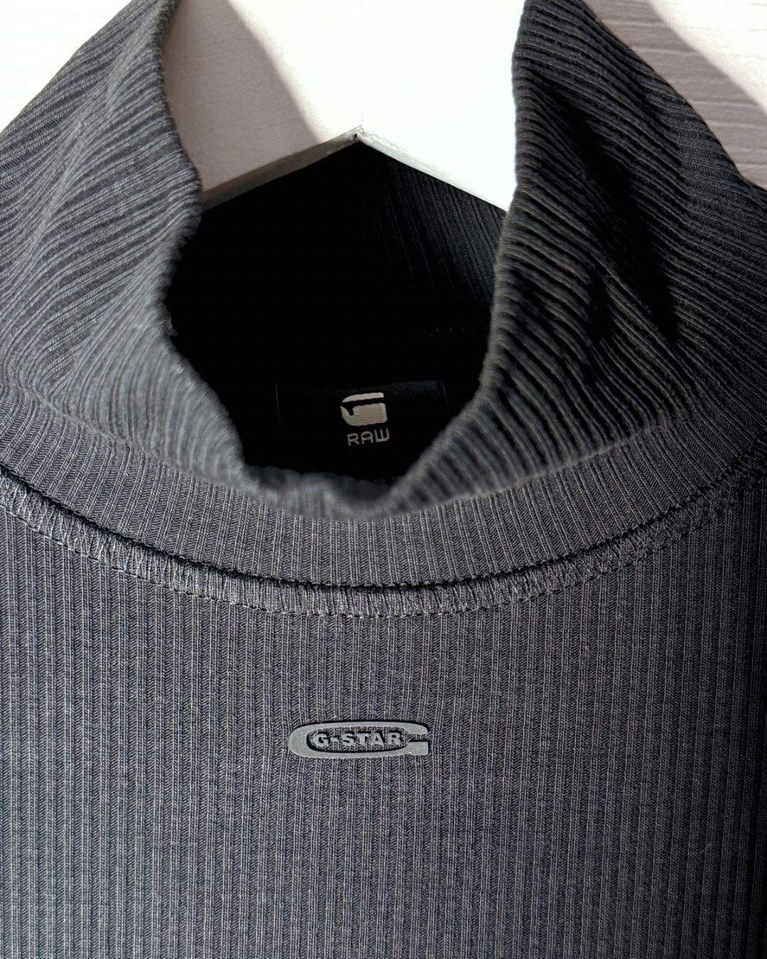 G-Star Raw Slim Rib Long Sleeve Mock Neck Dress | Dark Black | XS | NWT