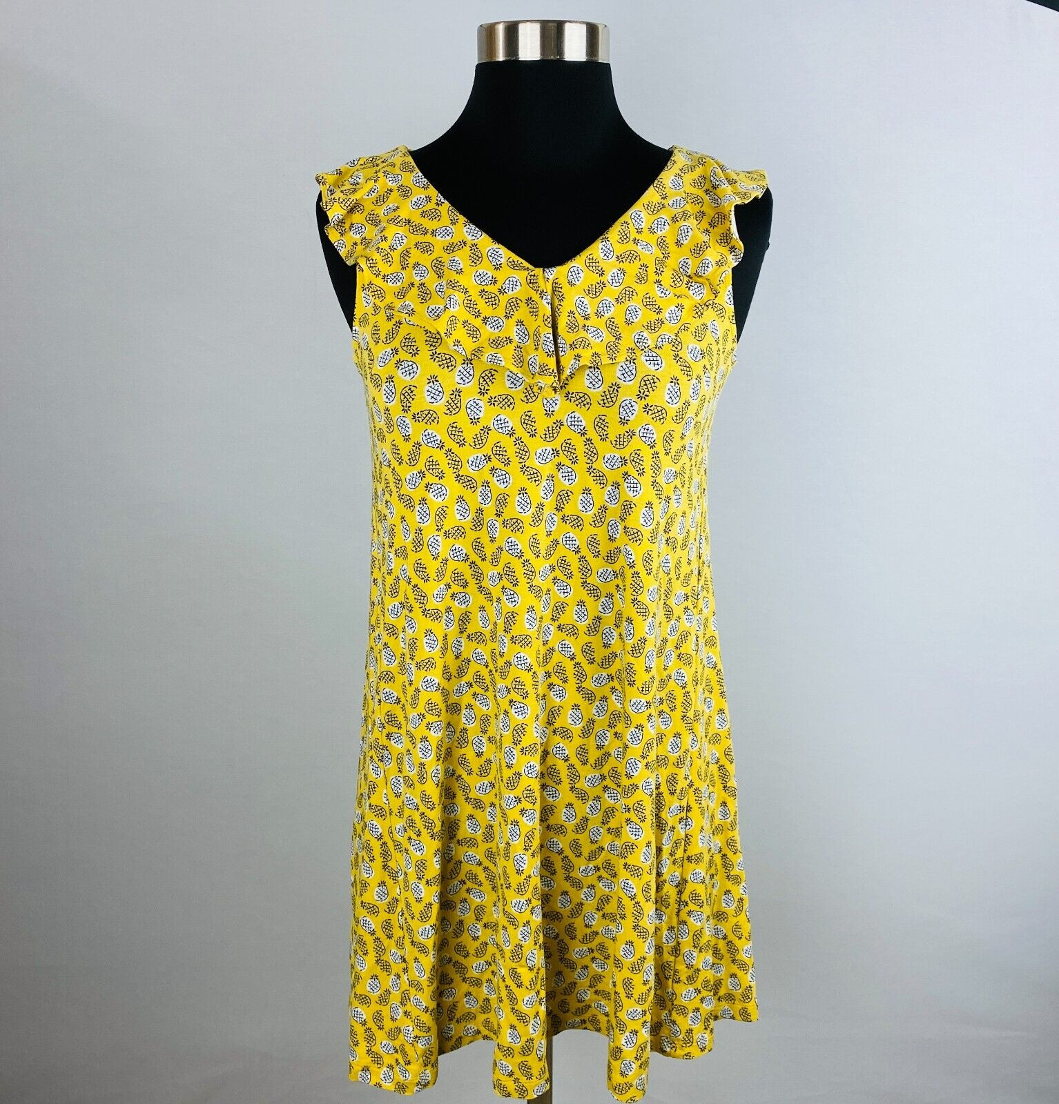Ann Taylor LOFT Fit N Flare Swing Dress Yellow Pineapple Fruit Dress XSP New