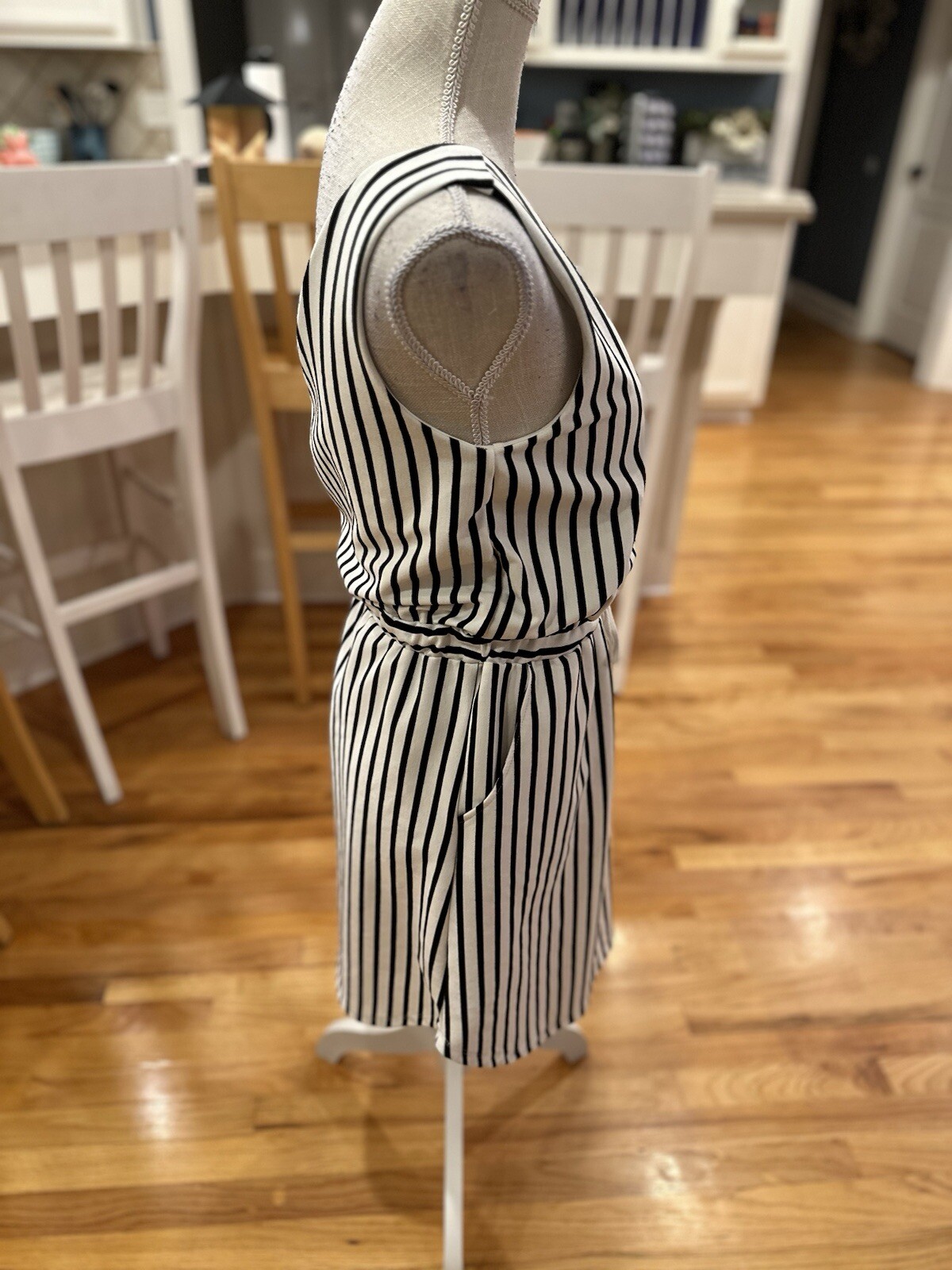 Copper Key Black And White Striped Sleeveless Dress