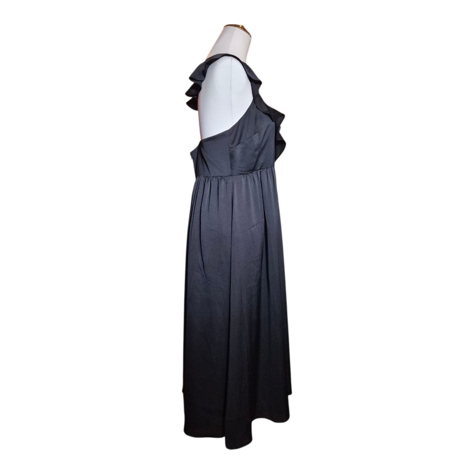 Madewell Ruffle Front Cross Back Midi Dress Black Women’s SZ 8 Retails $148 new