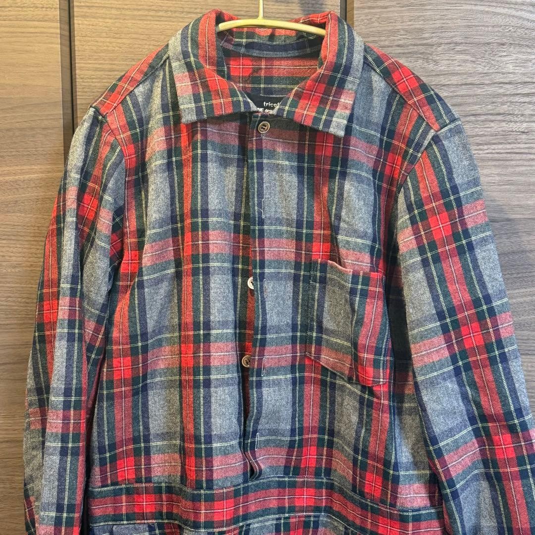 USED TRICOT COMME DES GARCON CHECK SHIRT DRESS GOOD