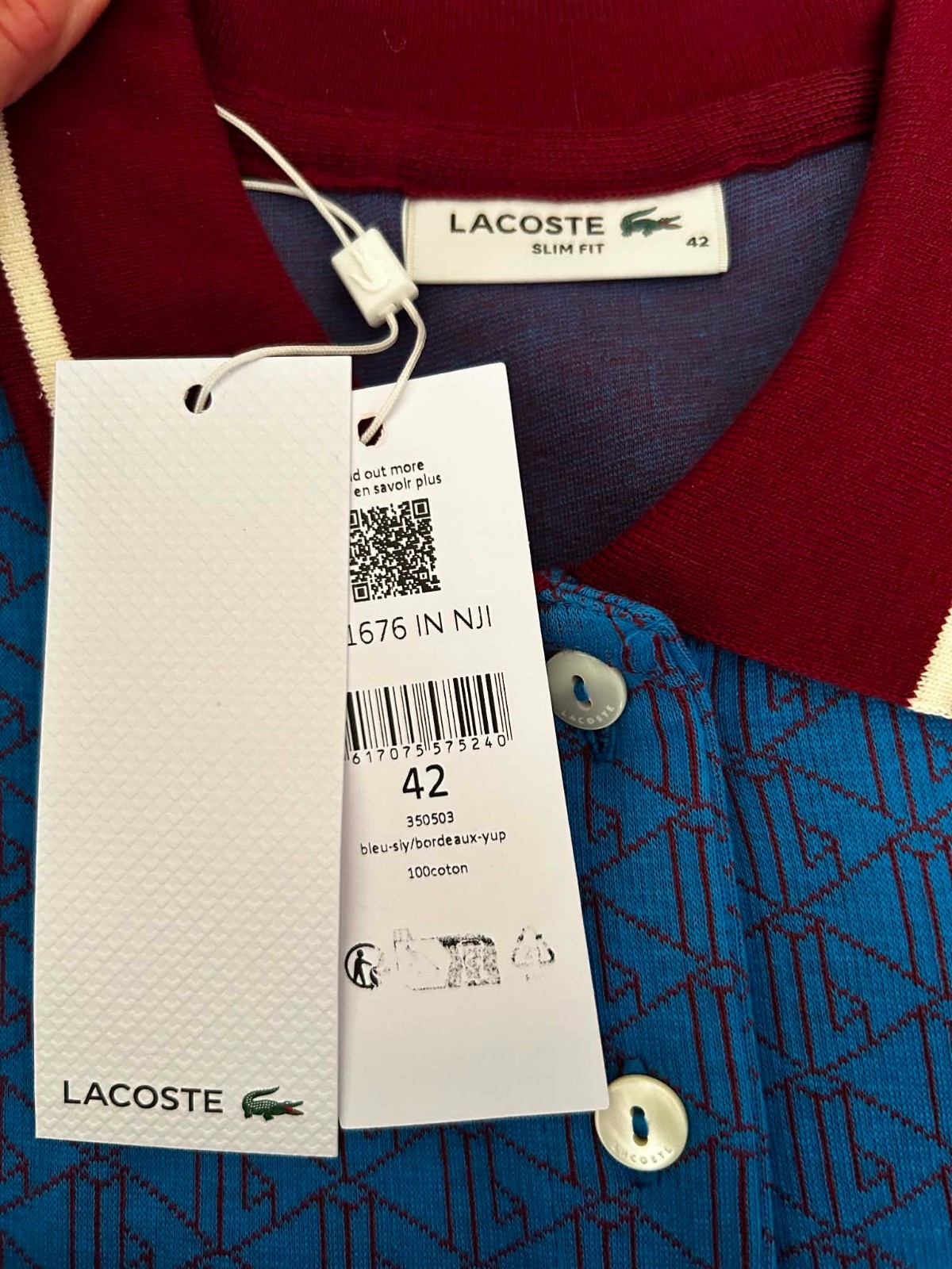 LACOSTE MONOGRAM JACQUARD POLO DRESS EF1676 NJI NEW WITH TAGS