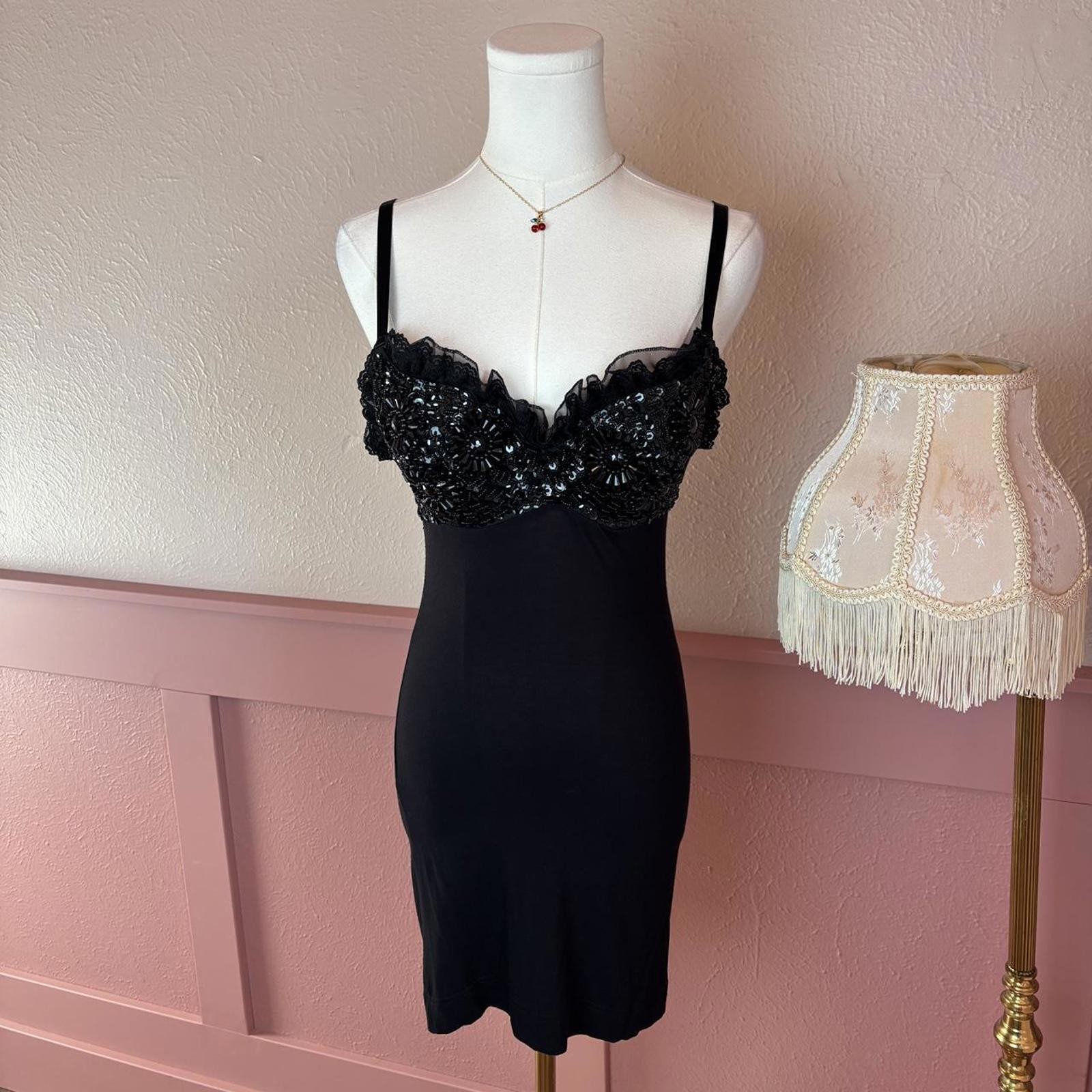 fairy beaded ruffle embellished black bodycon dress
