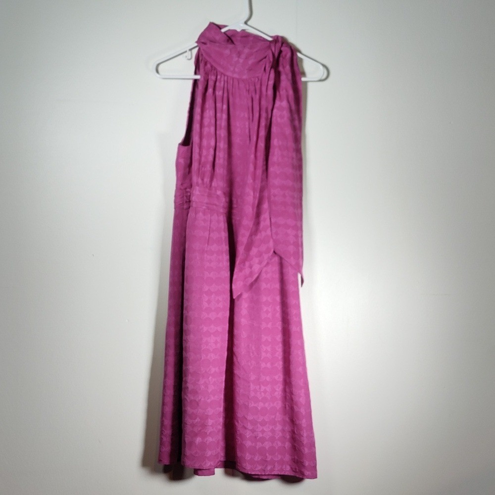 Shoshanna magenta pink 100% silk halter neck tie formal cocktail dress 12