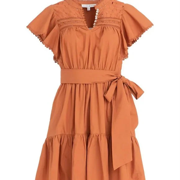 Secret Mission $368 Women’s Bartolina Mini Dress Embroidered Tiered Ruffle Small