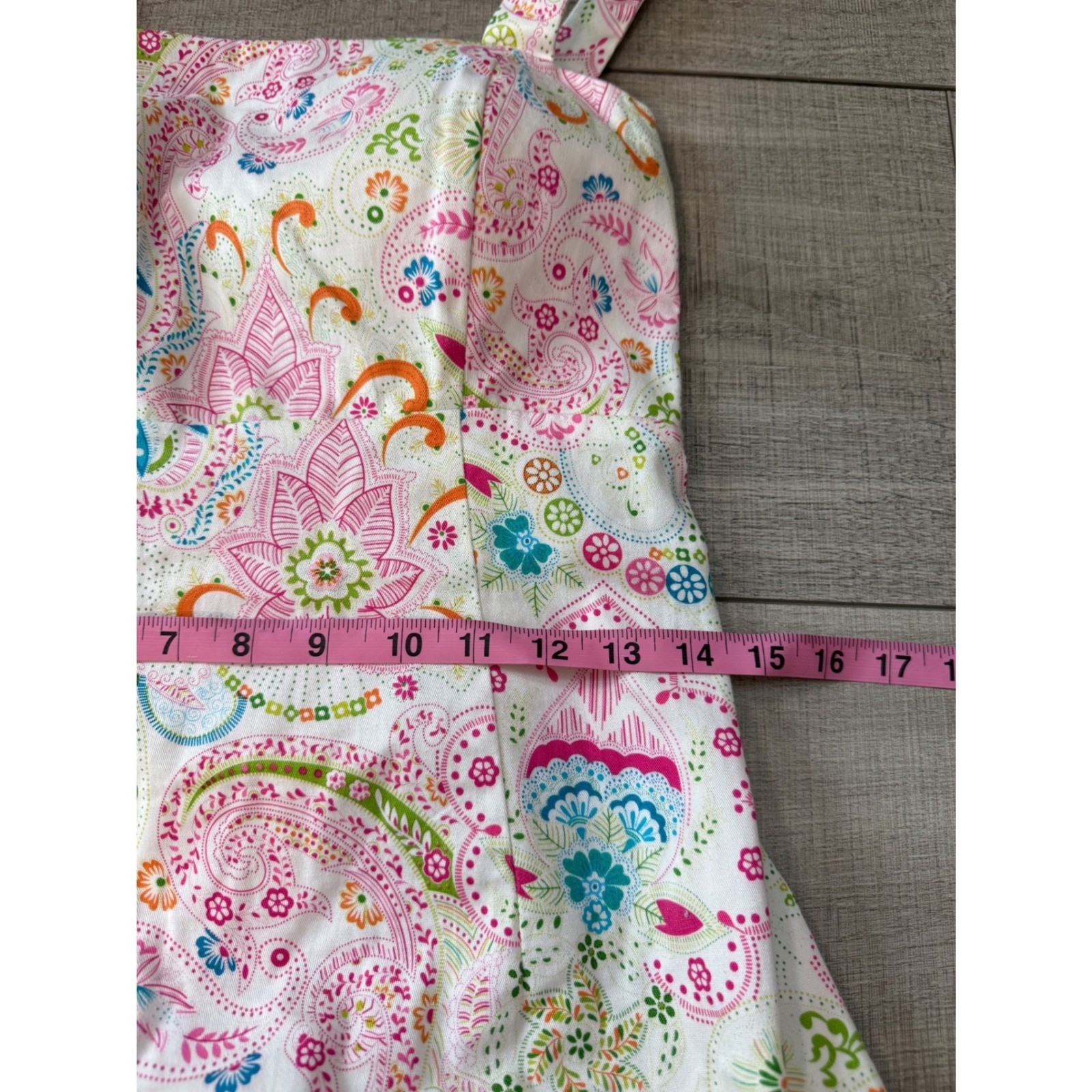 Karin Stevens Y2K Paisley Cotton Sundress Pink Floral Ruffle Hem Size 10