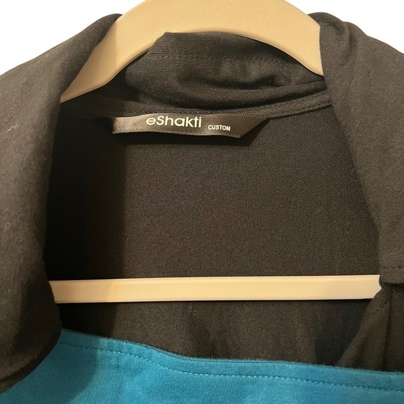 eShakti Custom Black Teal Colorblock Asymmetrical Zipper Dress Women Size 14