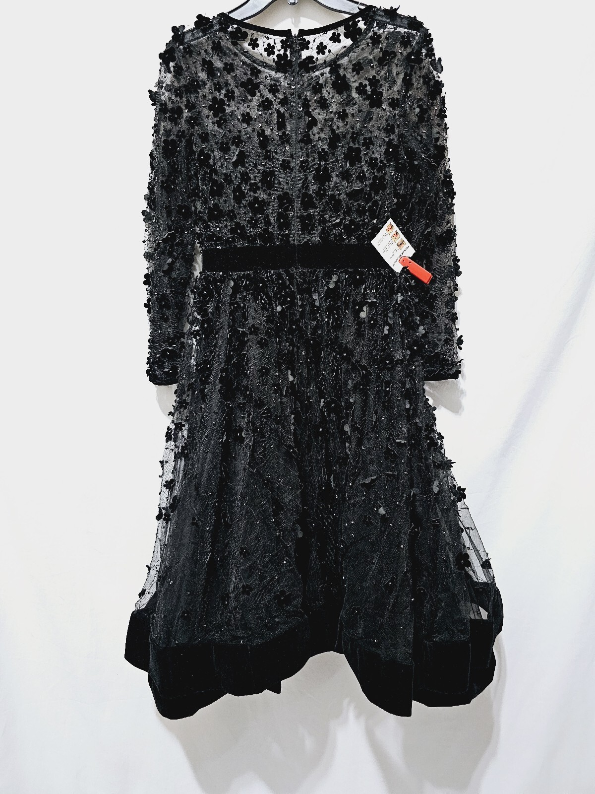 Mac Duggal Evening – 67007D Embellished Sheer Long Sleeve A-Line DressSize 8