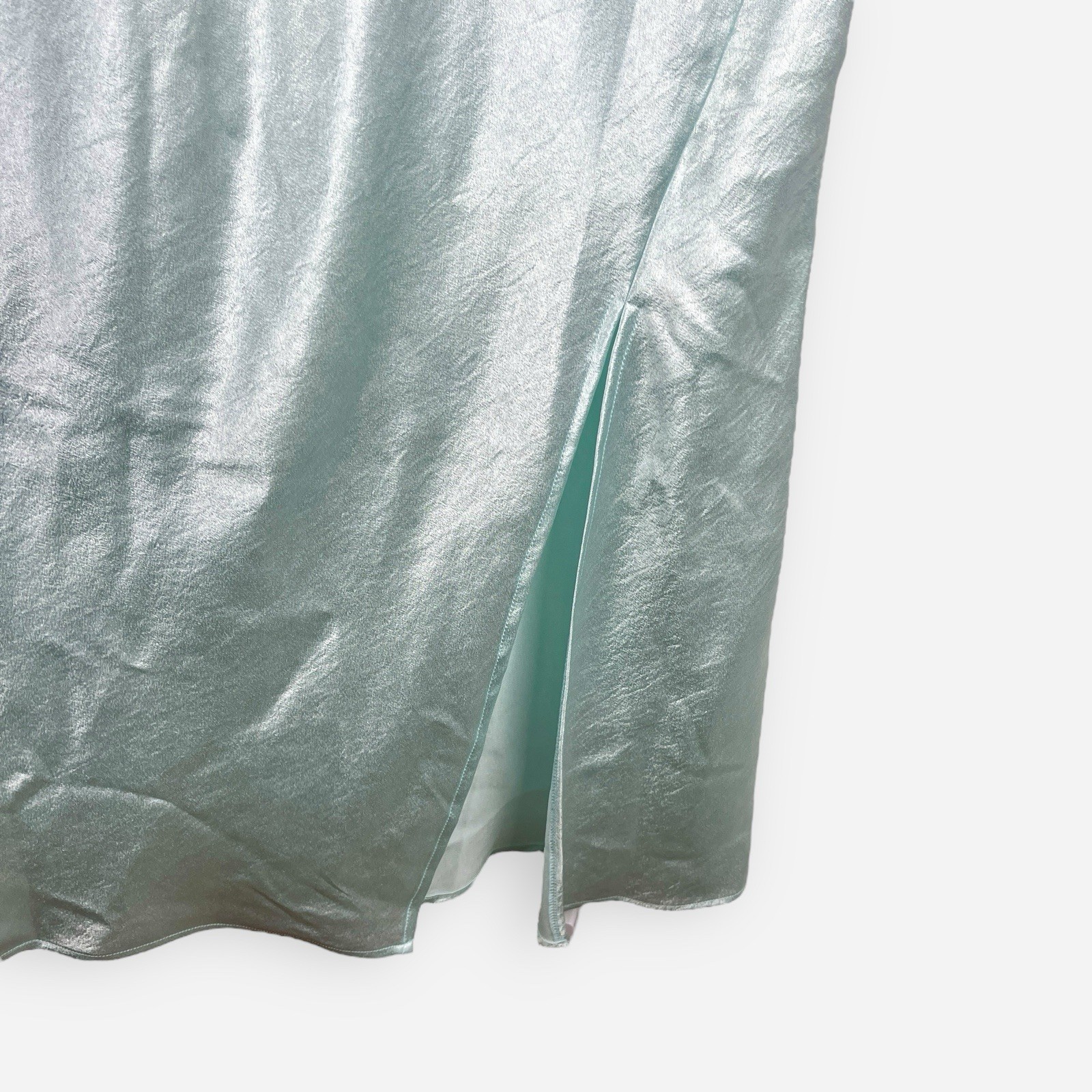 Double Zero Mint Green Slip Dress Long Medium Satin Bias Cut Spaghetti Straps