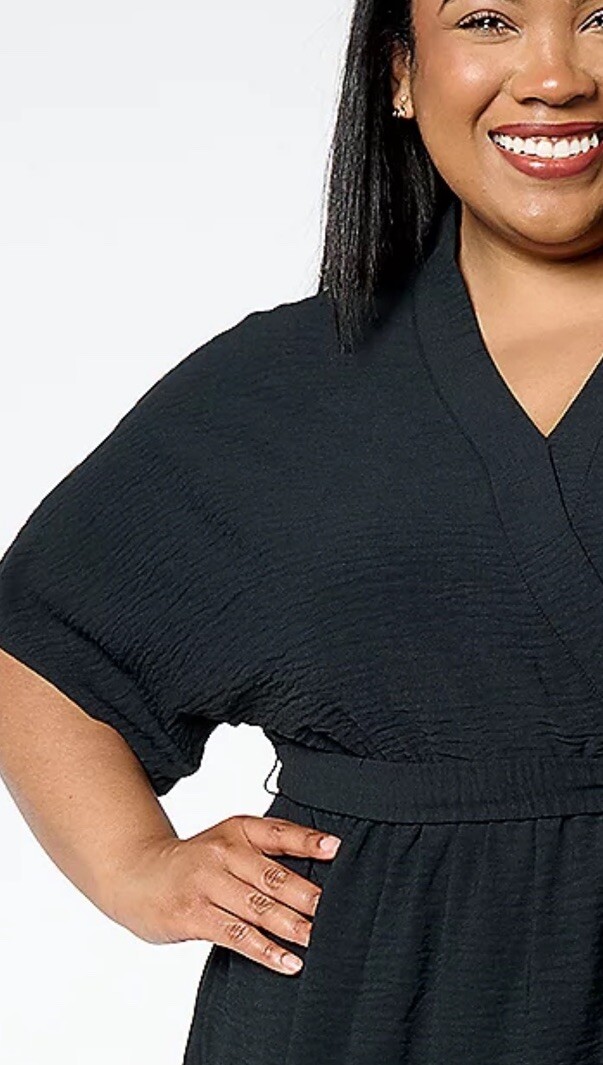 Attitudes By Renee Regular Textured Woven Dress Black Size XL