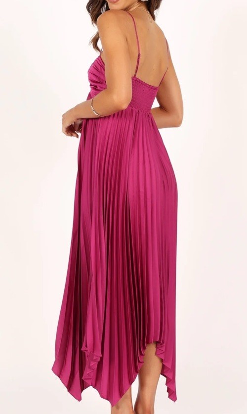 petal and pup Vikki Magenta Pleated Elegant Dress Size 10 Adjustable Straps
