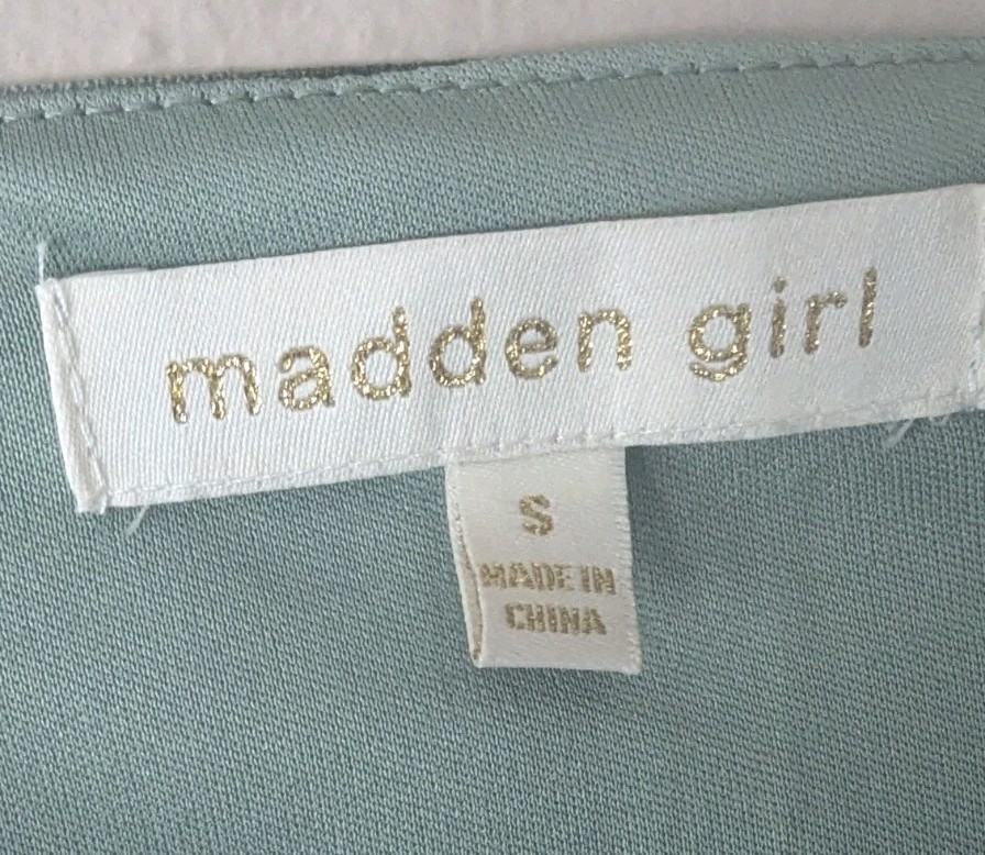 Madden Girl Bodycon Ruched Side Mesh Maxi Dress Green Lined Fitted Sz Small NWT