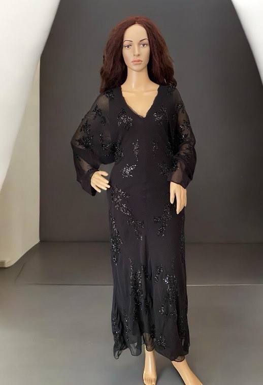 Zara Women’s Embroided Sequins Black Long Sleeve Dress SZ L(Minor Stain)