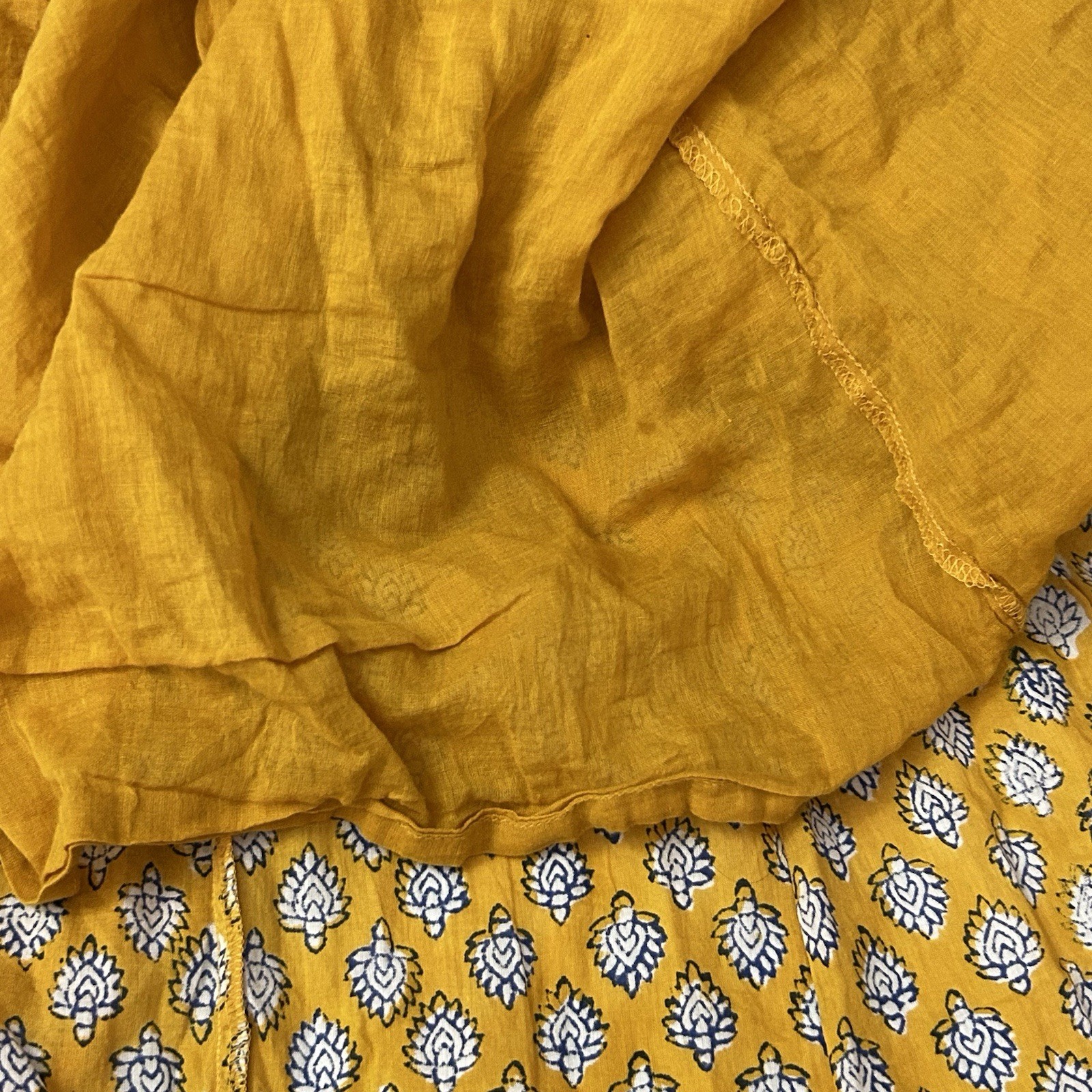 Emerson Fry Small Clemence Dress India Collection Tiered Yellow Boho Beach