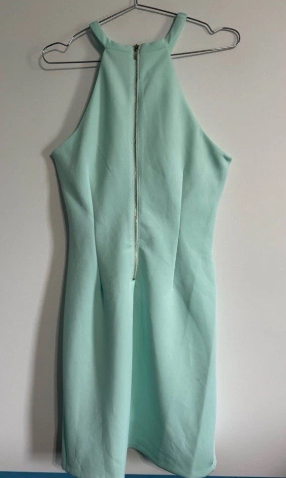 SIENA Mint Green Halter Neck Ruched Bodycon Mini Dress Size 12 NWT
