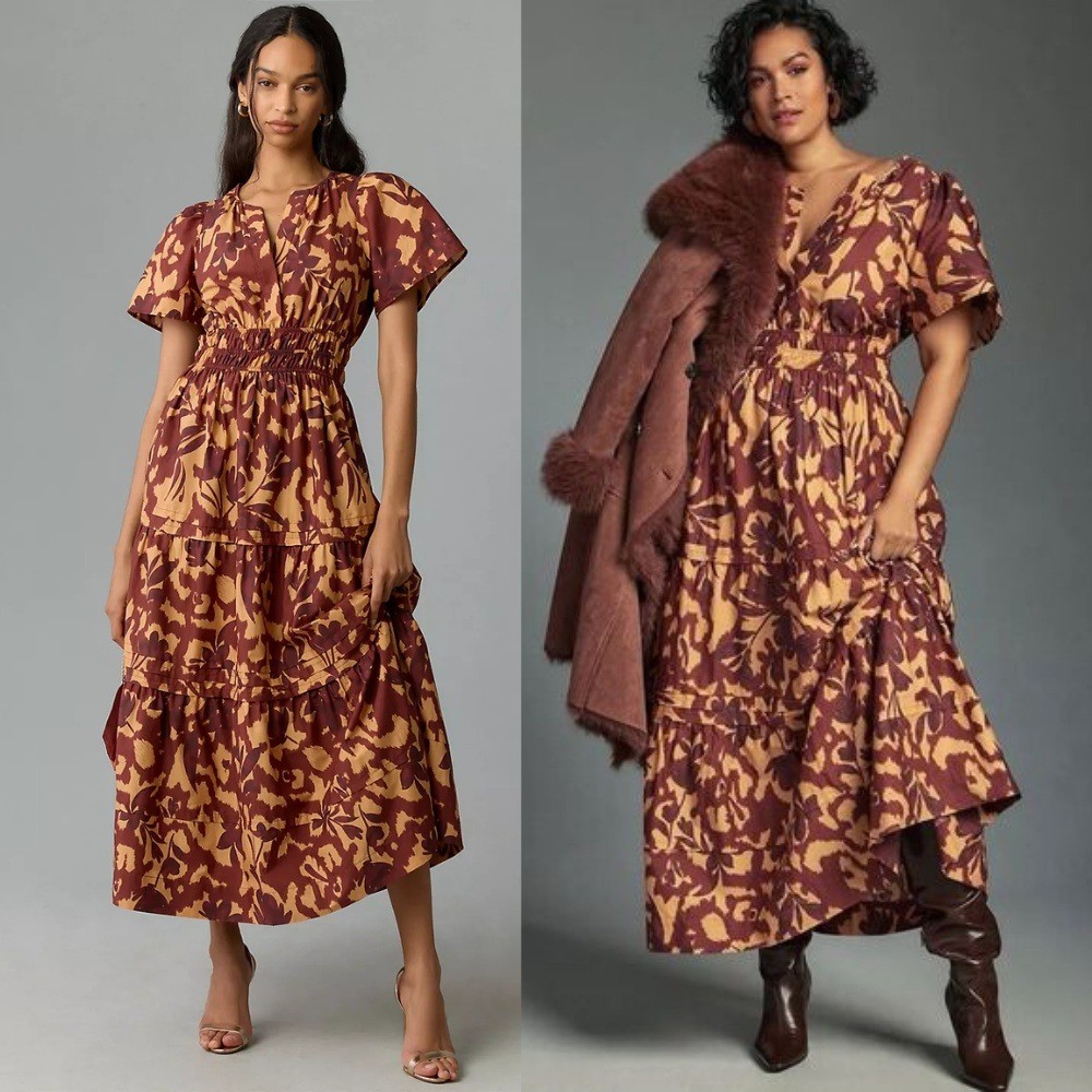 NWT Anthropologie The Somerset Maxi Dress 1X Copper Floral